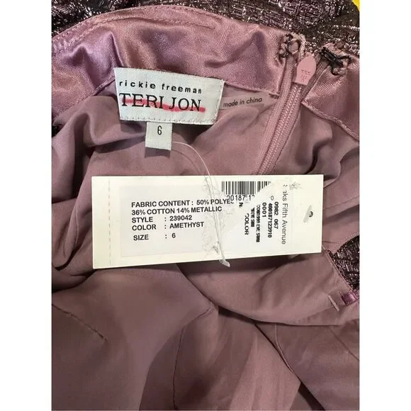 Teri Jon by Rickie Freeman Off-The-Shoulder Metallic Gown Size 6 $580 - Picture 12 of 12